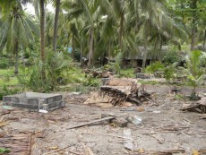 ... das Gelände des alten Baan Panburi. Den Müll sieht man aber vom Strand aus nicht. Das Baan Panburi hat jetzt seine Flaggen und Plakate bis an das Panviman ausgedehnt, also bis incl. der Starhut-Anlage. Man sieht nicht mehr, dass es sich um das Starhut