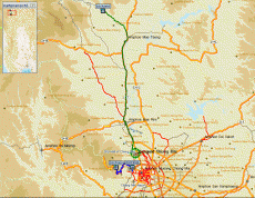 Visualisierung unserer Rundreise (nach Trackaufzeichnung mittels Navi)
<br />hier Chiang Mai  
<br />blaue Linie: Fahrt zum Tempel 
<br />grüne Linie: Ausflug zum Elefantencamp